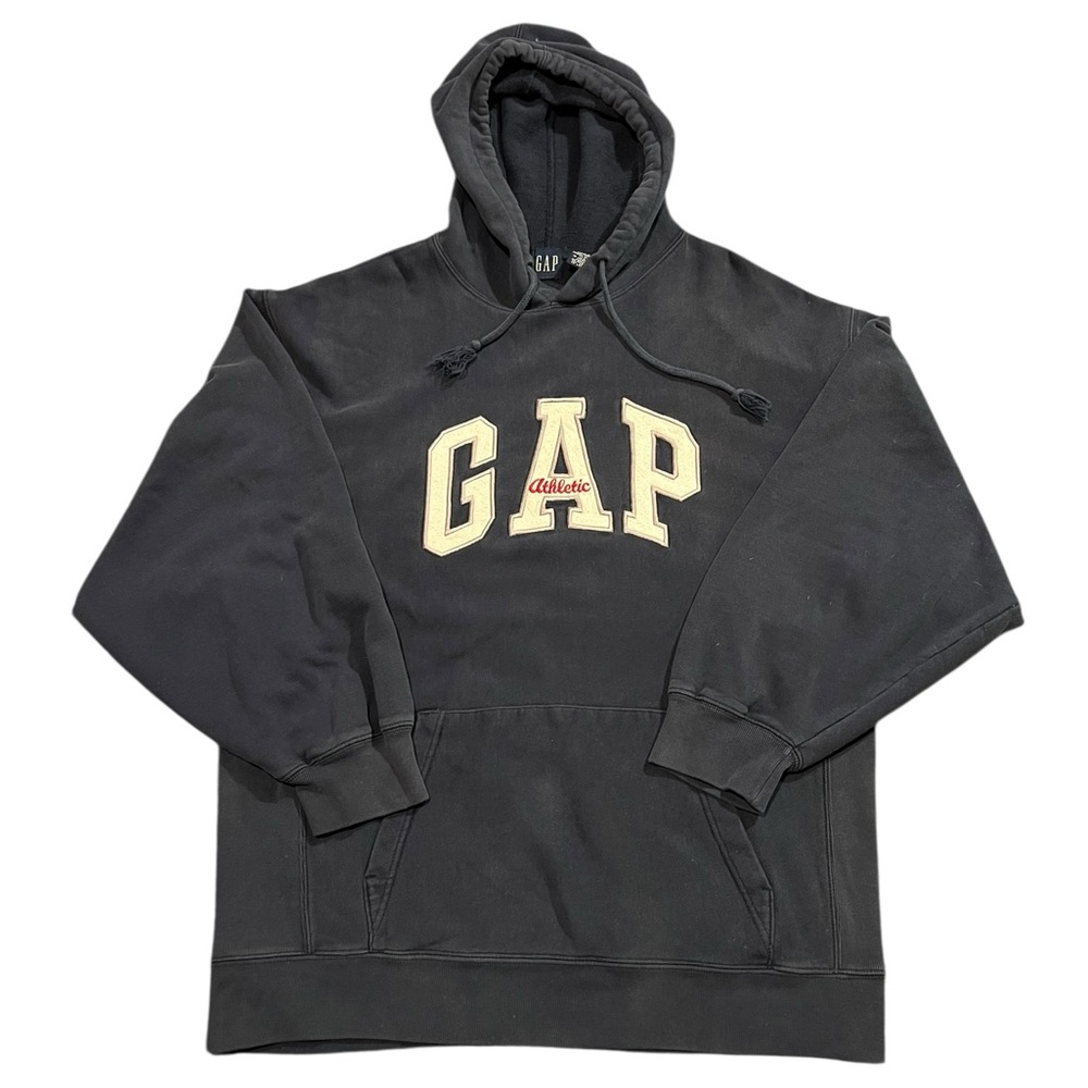 Vintage GAP Spellout Hoodie Large Blue Fleece Lined Big Logo 90s